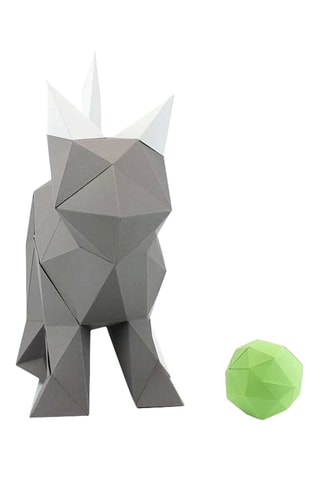 Origami 3D Gato Kitty - 42 x 15 x 32 cm - Preto e branco