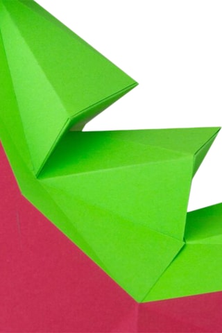 Origami 3D dragão asiático - 50 x 32 x 24 cm - Verde e vermelho