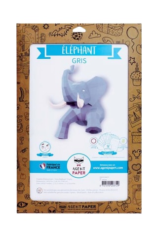 Origami 3D elefante - 50 x 45 x 43 cm - Cinzento
