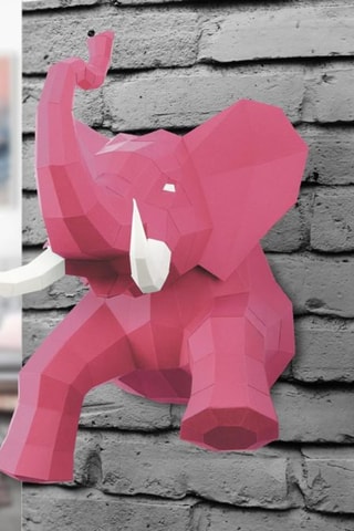 Origami 3D elefante - 50 x 45 x 43 cm - Rosa