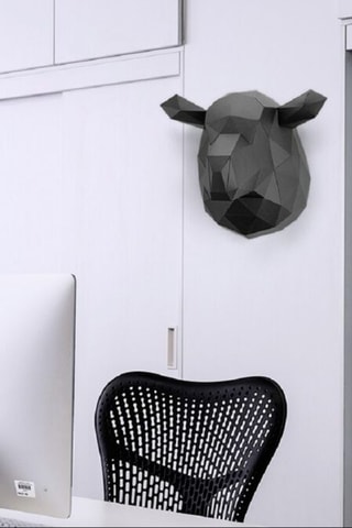 Origami 3D Carneiro - 26 x 22 x 25 cm - Preto