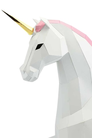Origami 3D unicórnio - 67 x 20 x 70 cm - Branco e preto