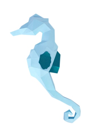 Origami 3D cavalo marinho - 59 x 10 x 18 cm - Azul-celeste