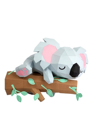 Origammi 3D Koala num ramo - 34 x 40 x 34 cm - Cinzento-claro