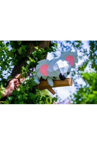 Origammi 3D Koala num ramo - 34 x 40 x 34 cm - Cinzento-claro