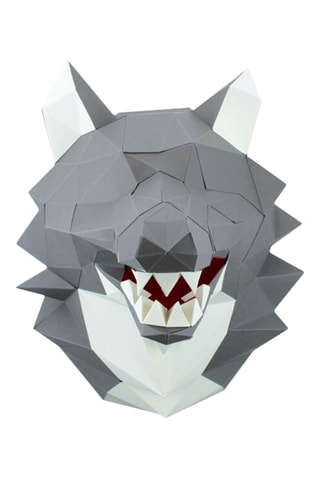 Origami 3D Lobo - 34 x 40 x 34 cm - Cinzento-escuro