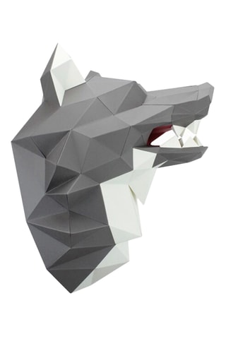 Origami 3D Lobo - 34 x 40 x 34 cm - Cinzento-escuro