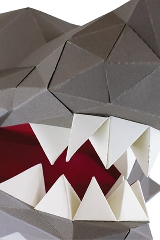 Origami 3D Lobo - 34 x 40 x 34 cm - Cinzento-escuro