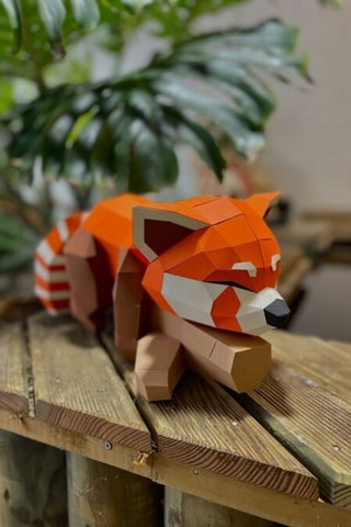 Origami 3D panda-ruivo em ramo - 24 x 43 x 20,5 cm