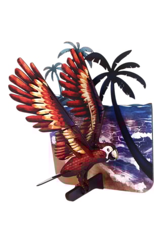 Papagaio em madeira - 45 x 37 x 25 cm - Vermelho