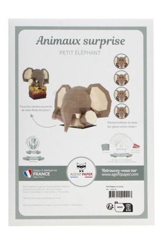 Origami 3D Elefante Surprise - 35 x 19 x 21 cm - Cinzento