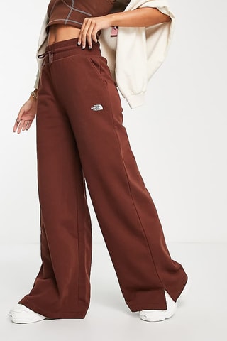 Pantalon wide legs polaire taille haute - Marron