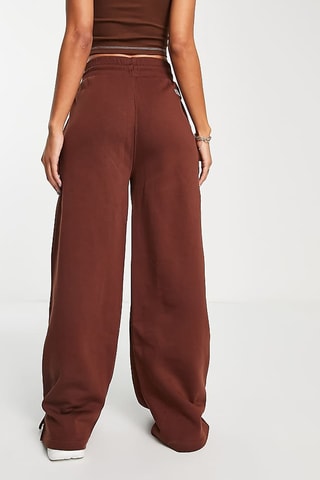 Pantalon wide legs polaire taille haute - Marron