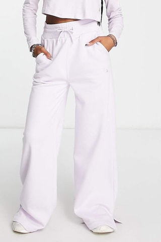 Pantalon wide legs polaire taille haute - Mauve