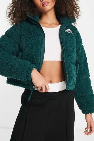 Veste cropped toucher doux Nuptse - Vert émeraude