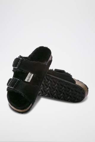 Mules fourrées en nubuck Arizona  - Noir