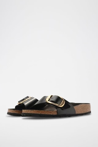 Mules en cuir Madrid Big Buckle  - Noir