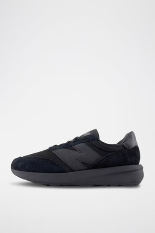 Sapatilhas com plataforma em couro 370 - Preto