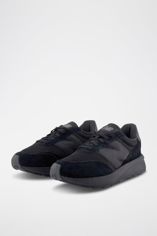 Sapatilhas com plataforma em couro 370 - Preto