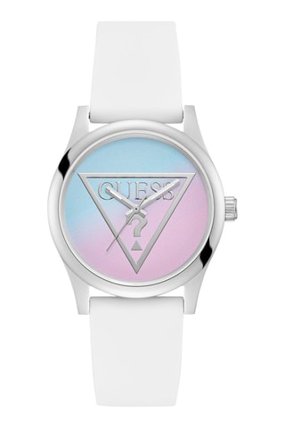 Montre à quartz en silicone - Blanc et argenté