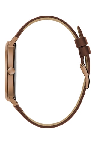 Montre à quartz en cuir - Marron et doré rose