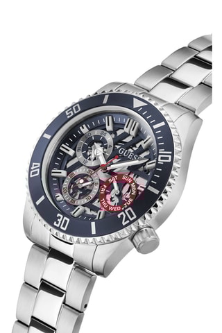 Montre à quartz en acier - Argenté et bleu foncé