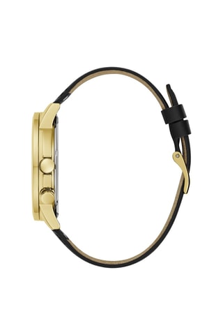 Montre à quartz en cuir - GMT - Noir et doré
