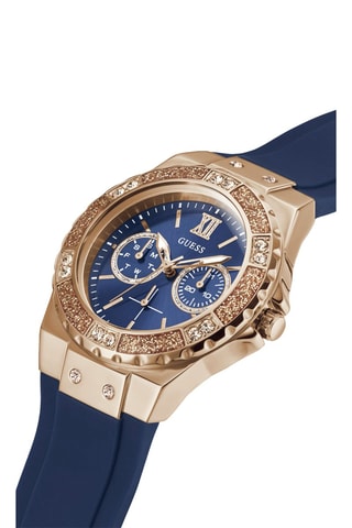 Montre à quartz en silicone - Bleu et doré rose