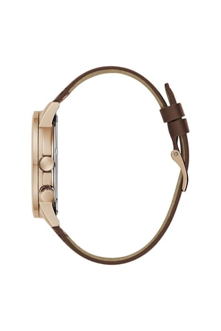 Montre à quartz en cuir - Tachymètre - Marron et doré rose