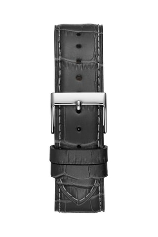 Montre à quartz en cuir - Gris foncé et argenté