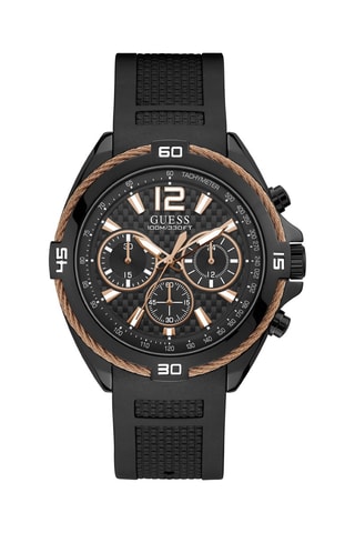 Montre à quartz en silicone - Chronographe et tachymètre - Noir et marron