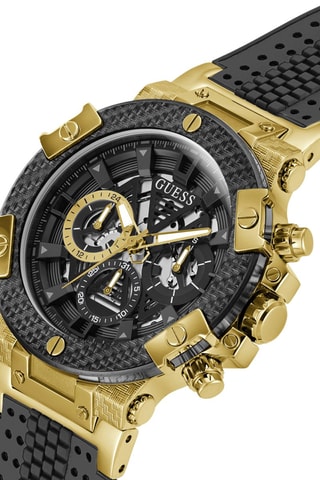 Montre à quartz en silicone - Noir et doré