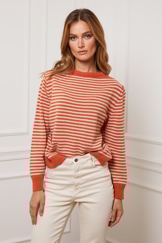 Kasjmier Trui Astro - Oranje en Beige