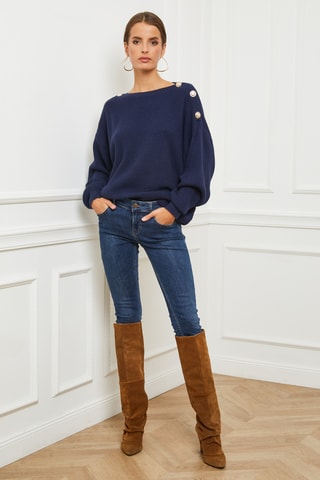 Kasjmier Trui Cornella - Marineblauw