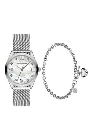 Coffret relógio de quartzo em zircões e pulseira Geneva