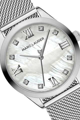 Coffret relógio de quartzo em zircões e pulseira Geneva