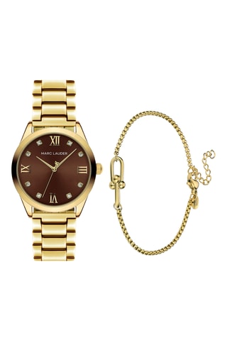 Coffret relógio de quartzo com zircões e pulseira Marrakech