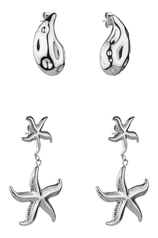 2 pares de brincos Lirien - Prateado