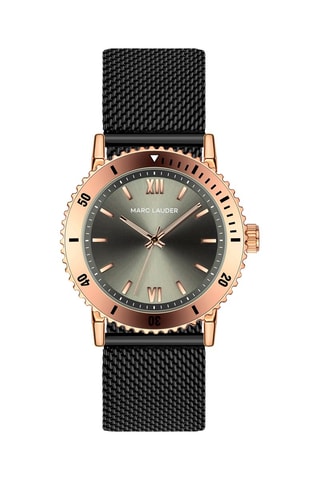 Relógio de quartzo em aço Rome Preto e dourado-rosa