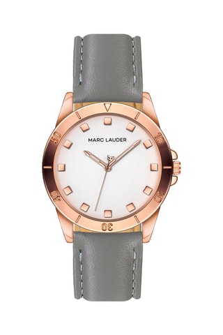 Relógio de quartzo em couro Verona Cinzento e dourado-rosa