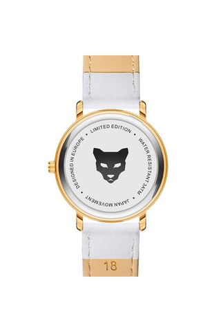Relógio de quartzo em couro Paris Branco e dourado