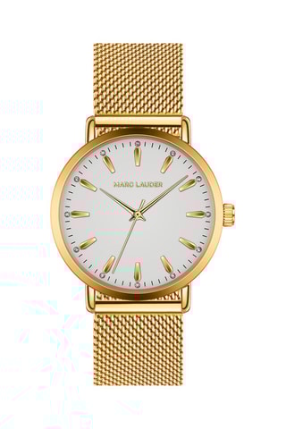 Relógio de quartzo em aço Florence Dourado e branco