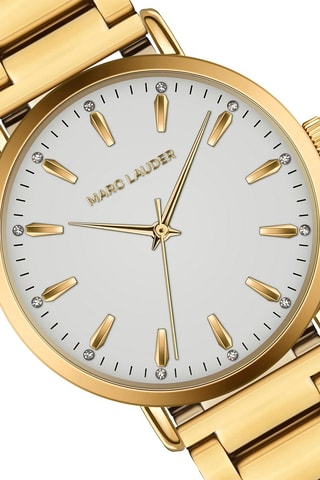 Relógio de quartzo em aço e zircões Florence - Dourado e branco
