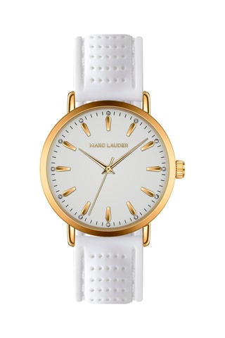 Relógio de quartzo em silicone Florence Branco e dourado