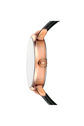 Relógio de quartzo em couro Bologna Preto e dourado-rosa