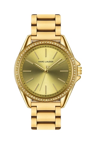 Relógio de quartzo em aço e zircões Cannes - Dourado e verde