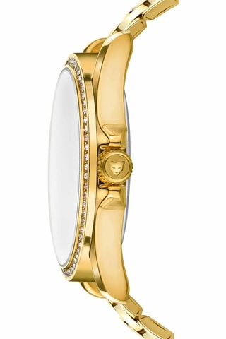 Relógio de quartzo em aço e zircões Cannes - Dourado e verde