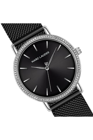 Coffret relógio em aço e zircões, bracelete e brincos Mariazell