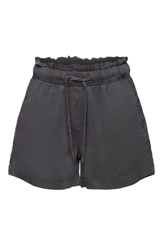 Calções de ganga de cintura subida - Preto