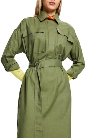 Robe midi en laine - Kaki